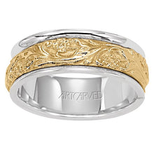 Load image into Gallery viewer, Wide Floral Engraved Band - Two Tone
