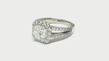 Load and play video in Gallery viewer, 3.30ctw Cushion Diamond Halo Ring GIA - Platinum

