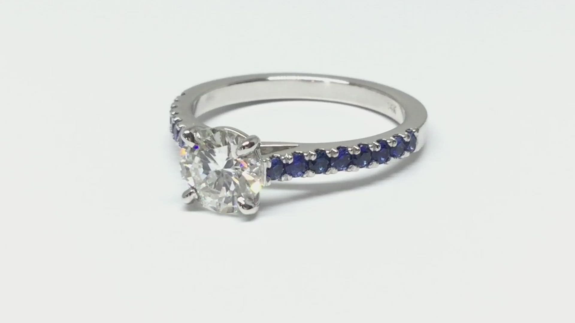 1.03ct Diamond Ring with Sapphire Shank - White Gold