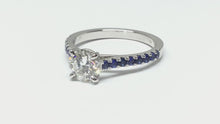 Load and play video in Gallery viewer, 1.03ct Diamond Ring w/ Sapphire Shank - White gold
