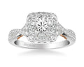 1.28ctw Twist Shank Diamond Halo Ring GIA - Two Tone