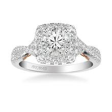 Load image into Gallery viewer, 1.28ctw Twist Shank Diamond Halo Ring GIA - Two Tone
