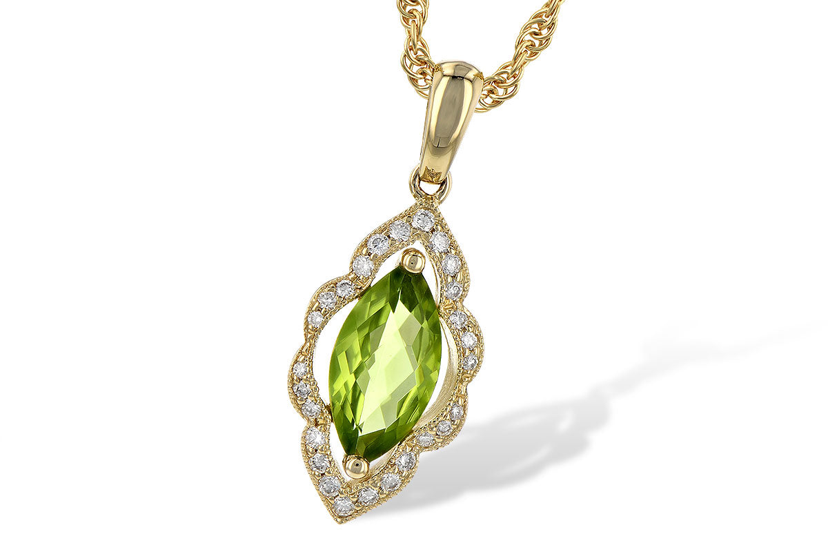 Peridot and Diamond Pendant - Yellow Gold