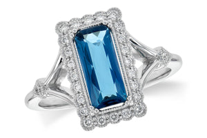 London Blue Topaz and Diamond Ring - White Gold