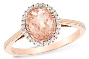 Morganite Bezel Ring w/ Diamond Halo - Rose Gold