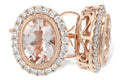 Morganite Bezel Earrings w/ Diamond Halo - Rose Gold