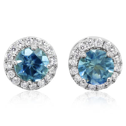 Montana Sapphire Earrings with Diamond Halo - White Gold