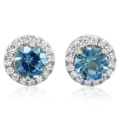 Montana Sapphire Earrings w/ Diamond Halo - White Gold