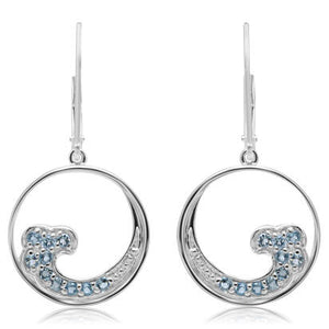 Blue Topaz Wave Dangle Earrings - Silver