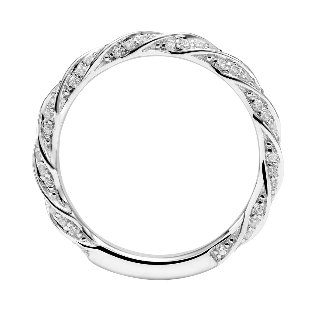 Twist Design Diamond Band - White Gold