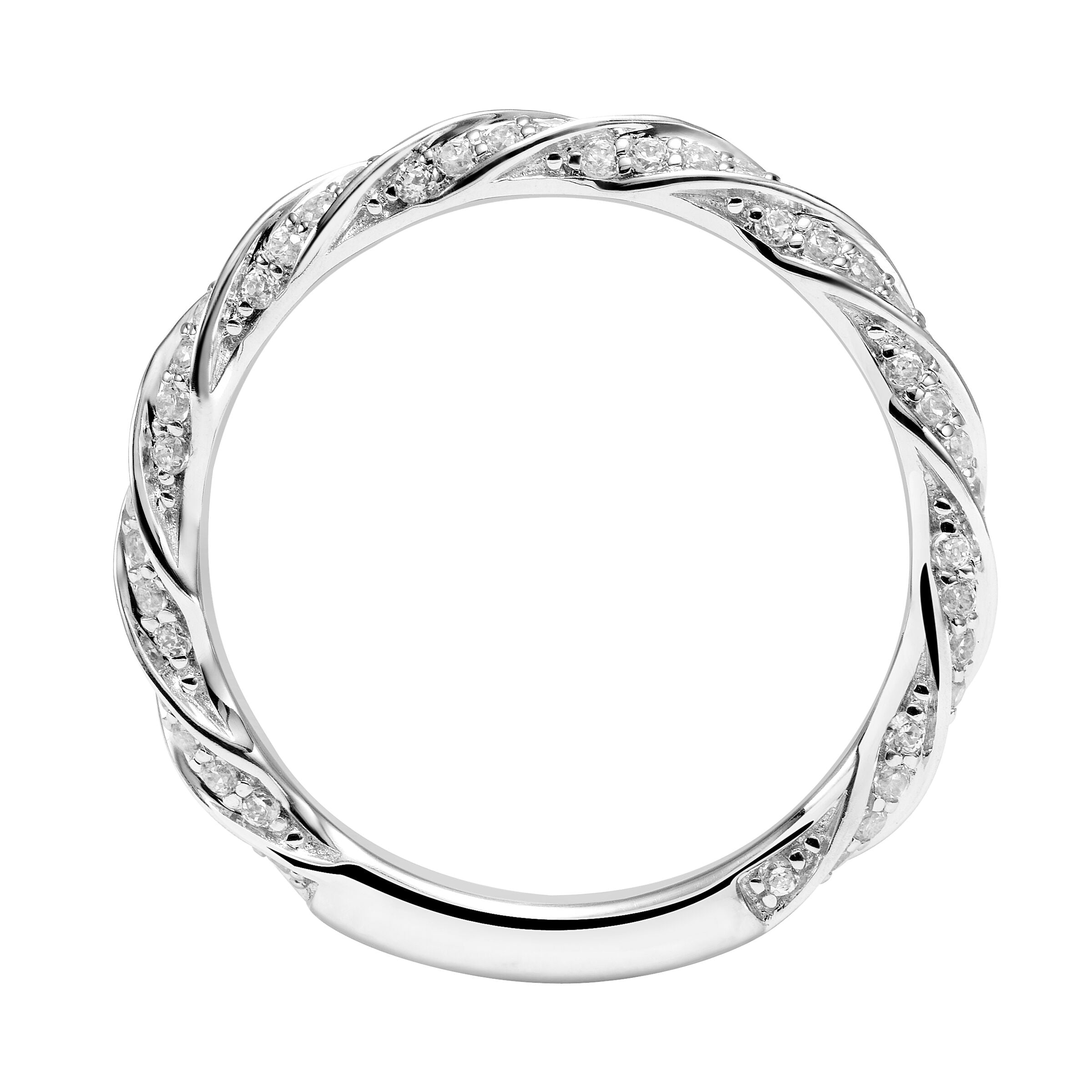 Twist Design Diamond Band - White Gold