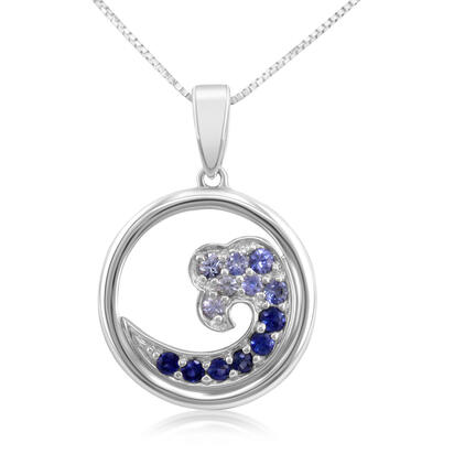 Sapphire Wave Pendant 15mm - White Gold