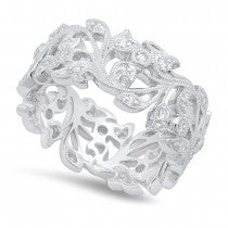 Tree of Life Diamond Eternity Band - White Gold