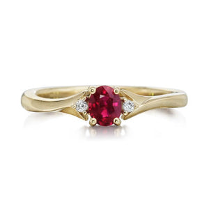 Ruby Ring w/ Diamond Accents - Yellow Gold