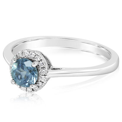 Montana Sapphire Ring with Diamond Halo - White Gold