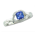 Tanzanite & Diamond Twist/Split Shank Ring - White Gold