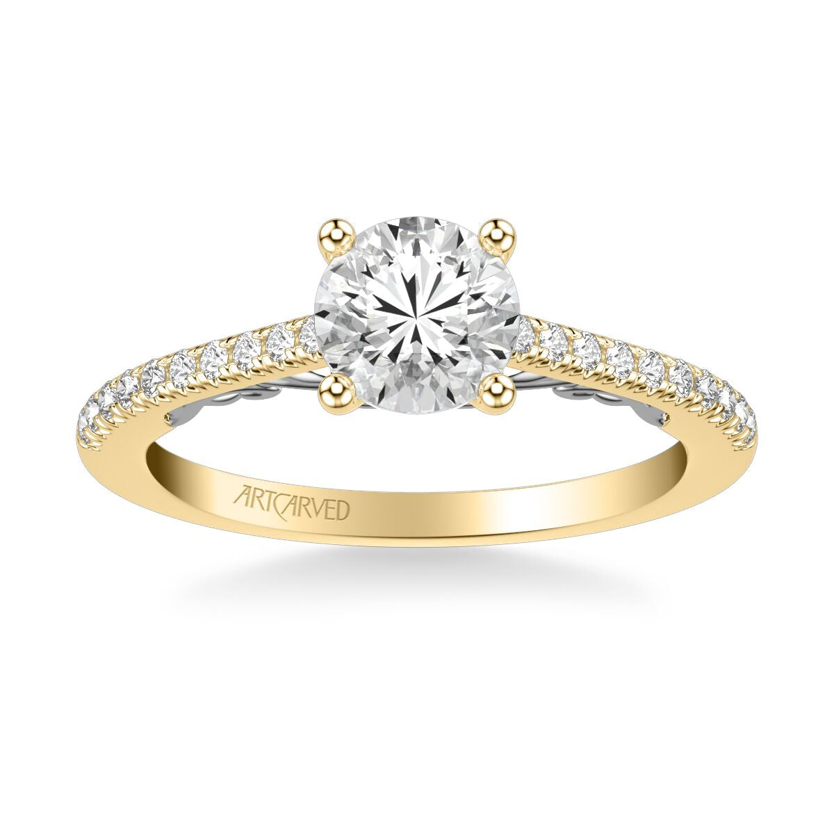 0.86ctw Filigree Accented Diamond Ring - Two Tone